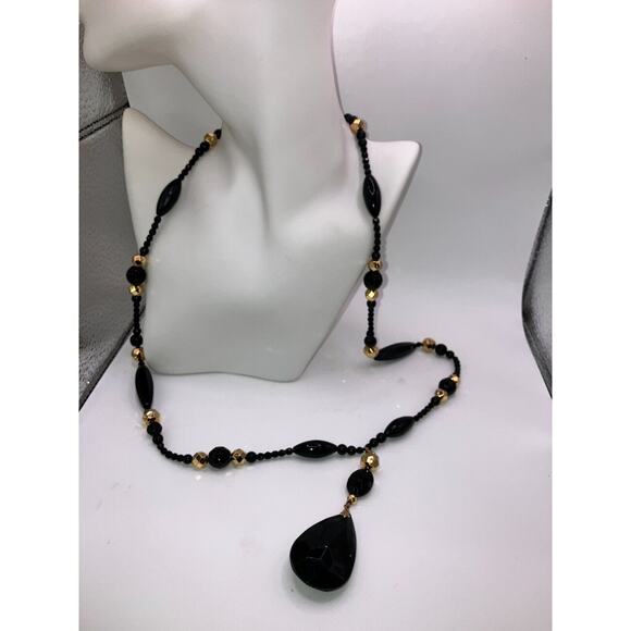 Louis Feraud Paris Vintage Black & Gold Beaded Necklace! - Picture 3 of 14